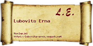 Lubovits Erna névjegykártya